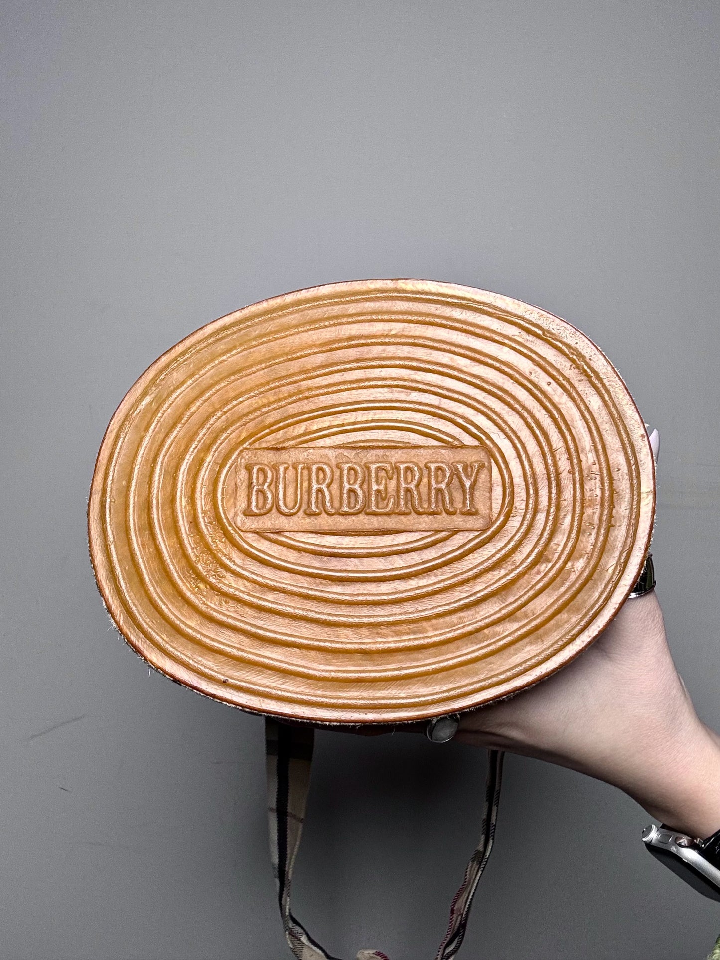 Burberry Plaid Canvas Beige Espadrille Bucket Purse