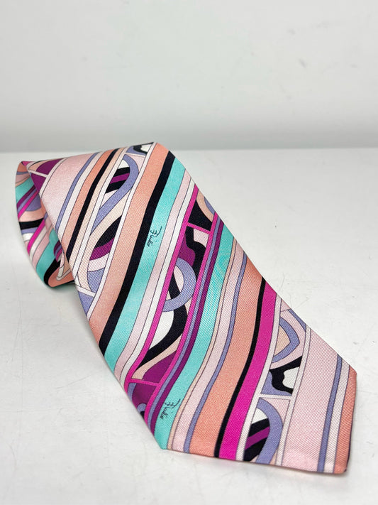 Emilio Pucci Multi-Color Silk Abstract Print Men's Tie