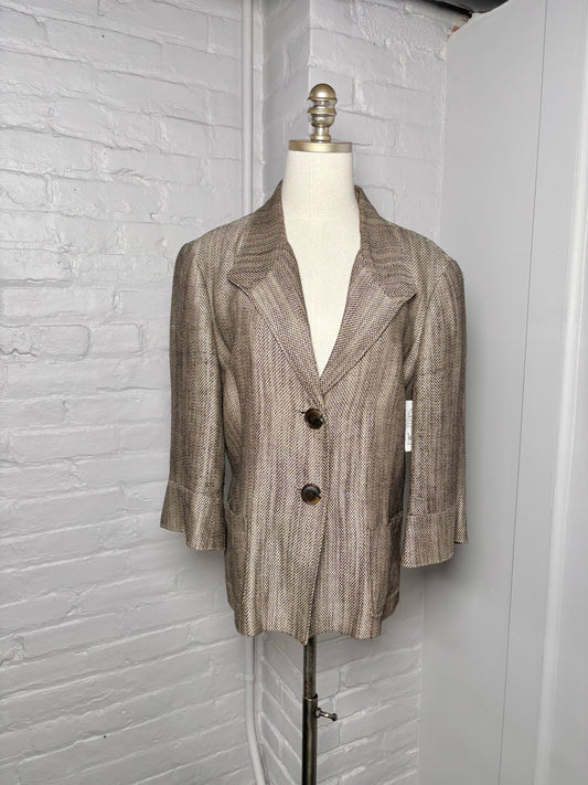 Women Size 14 Lafayette 148 Brown, Cream Blazer