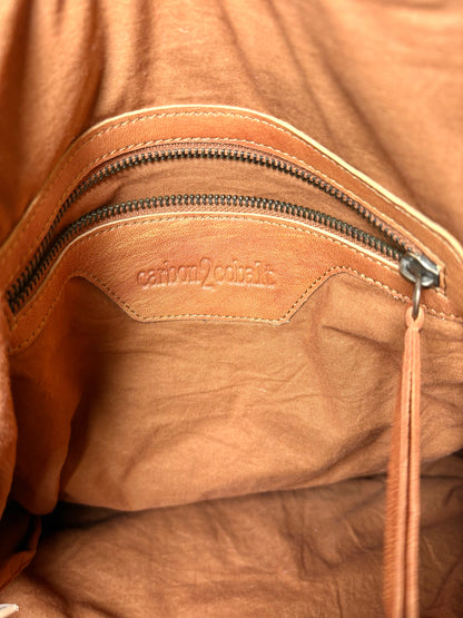 Carbon 2 Cobalt Solid Leather Pre-owned Caramel Tote/Satchel