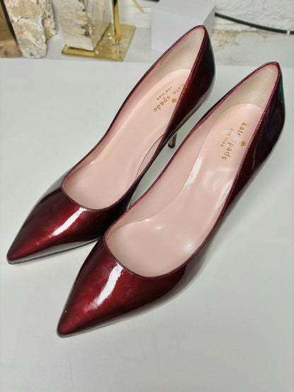 W Shoe Size 8.5 Kate Spade New York Wine Leather Patent NWOT Heels