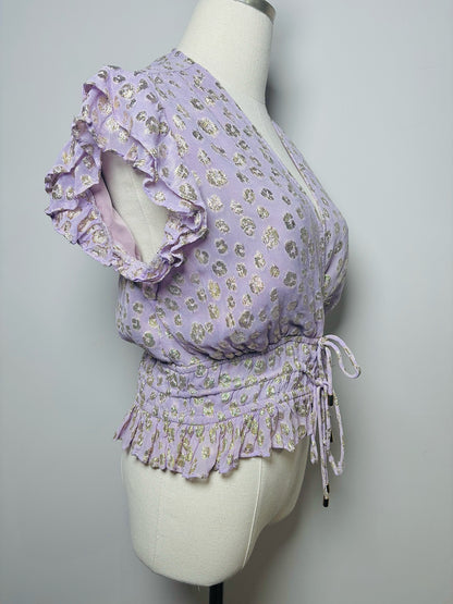 Women Size M Karina Grimaldi Lilac Metallic Viscose Blouse
