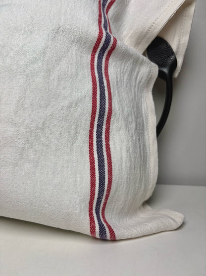 Longchamp Solid w/Stripe Accents Linen Pre-owned Off-white Cowhide Trim Purse
