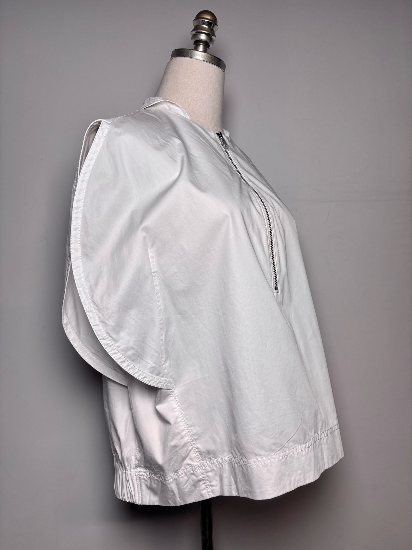 Women Size 8 Tib Origamii White Solid 100% Cotton Pre-owned Top