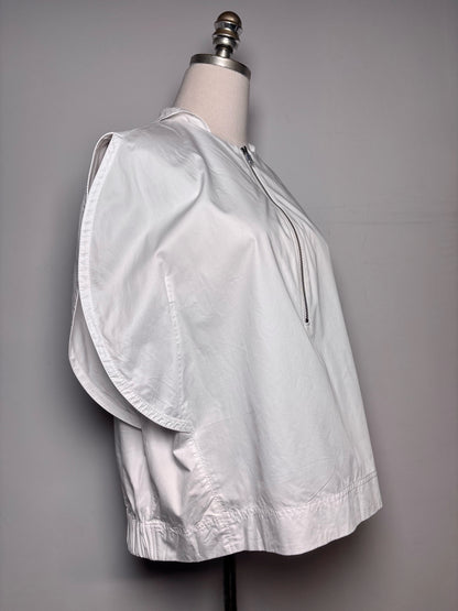 Women Size 8 Tib Origamii White Solid 100% Cotton Pre-owned Top