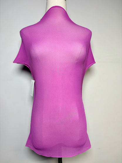Women Size S (Estimate) Issey Miyake Me Pleats Magenta Stretch Crinkle Top