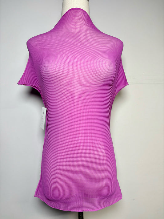 Women Size S (Estimate) Issey Miyake Me Pleats Magenta Stretch Crinkle Top