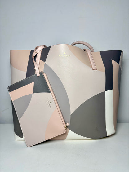 Kate Spade New York Print/Solid (Reversible) Pure Leather Pre-owned Tote Bag