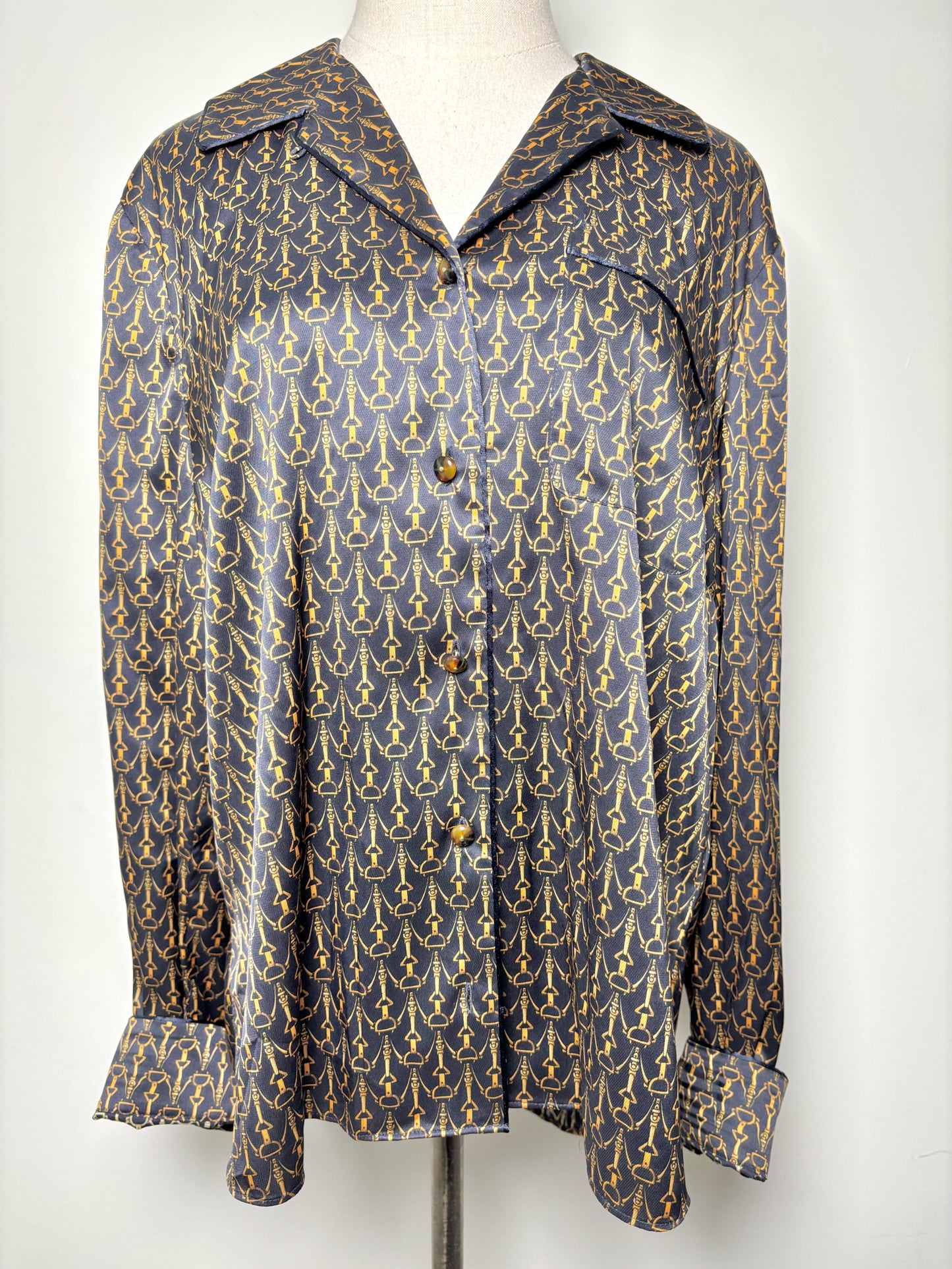 Women Size 16 Veronica Beard Black Horsebit Print NWT Blouse
