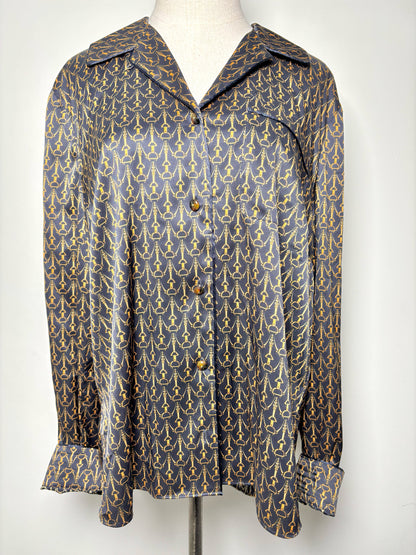 Women Size 16 Veronica Beard Black Horsebit Print NWT Blouse