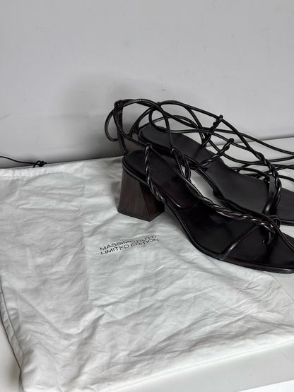 W Shoe Size 39 Massimo Dutti Dark Brown Leather Women's Pre-owned Sandals