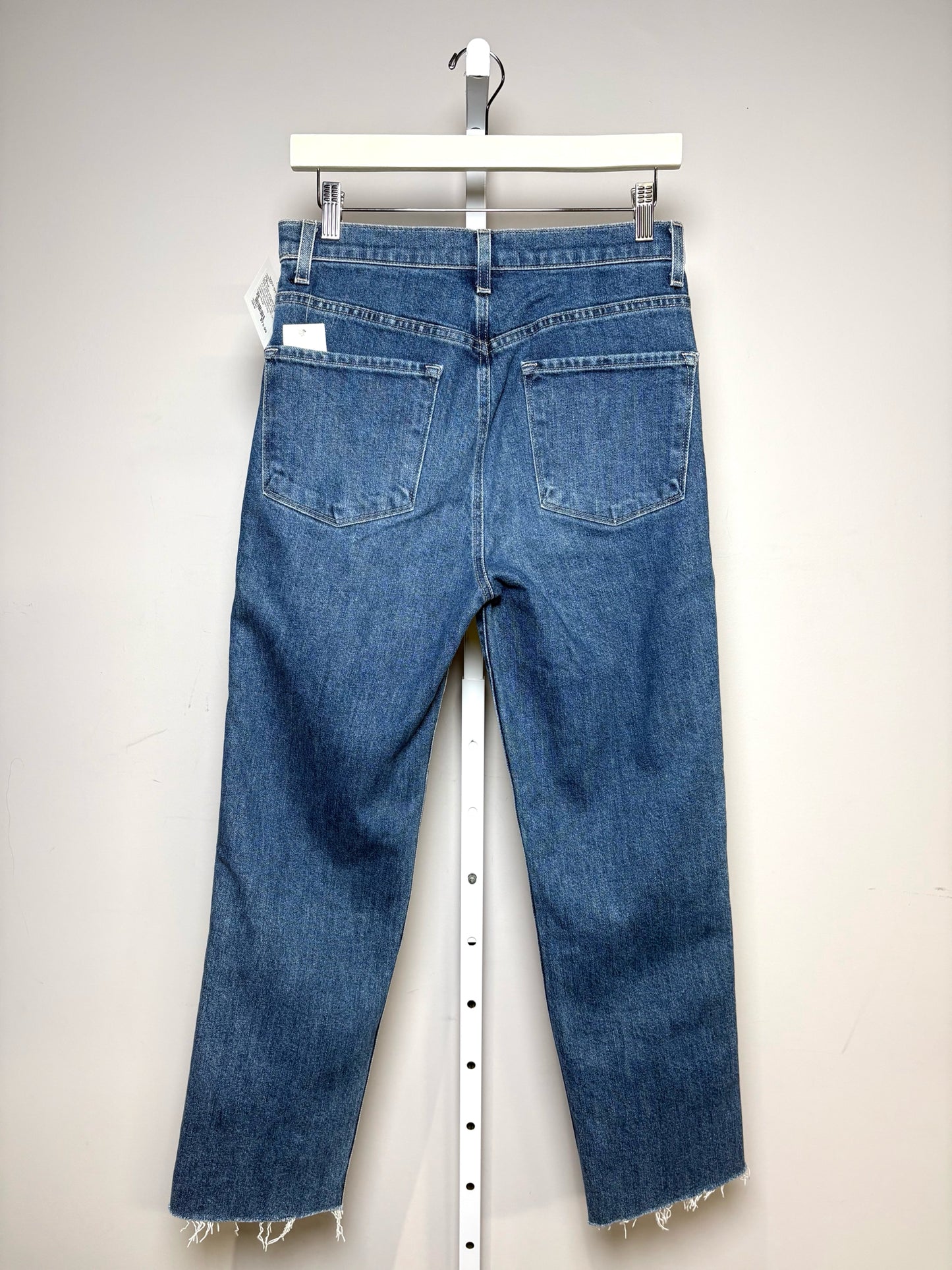 Women's Size 28 J Brand Jules Blue Crystal Accent Pre-Owned Straight Leg Frayed Hem Jeans