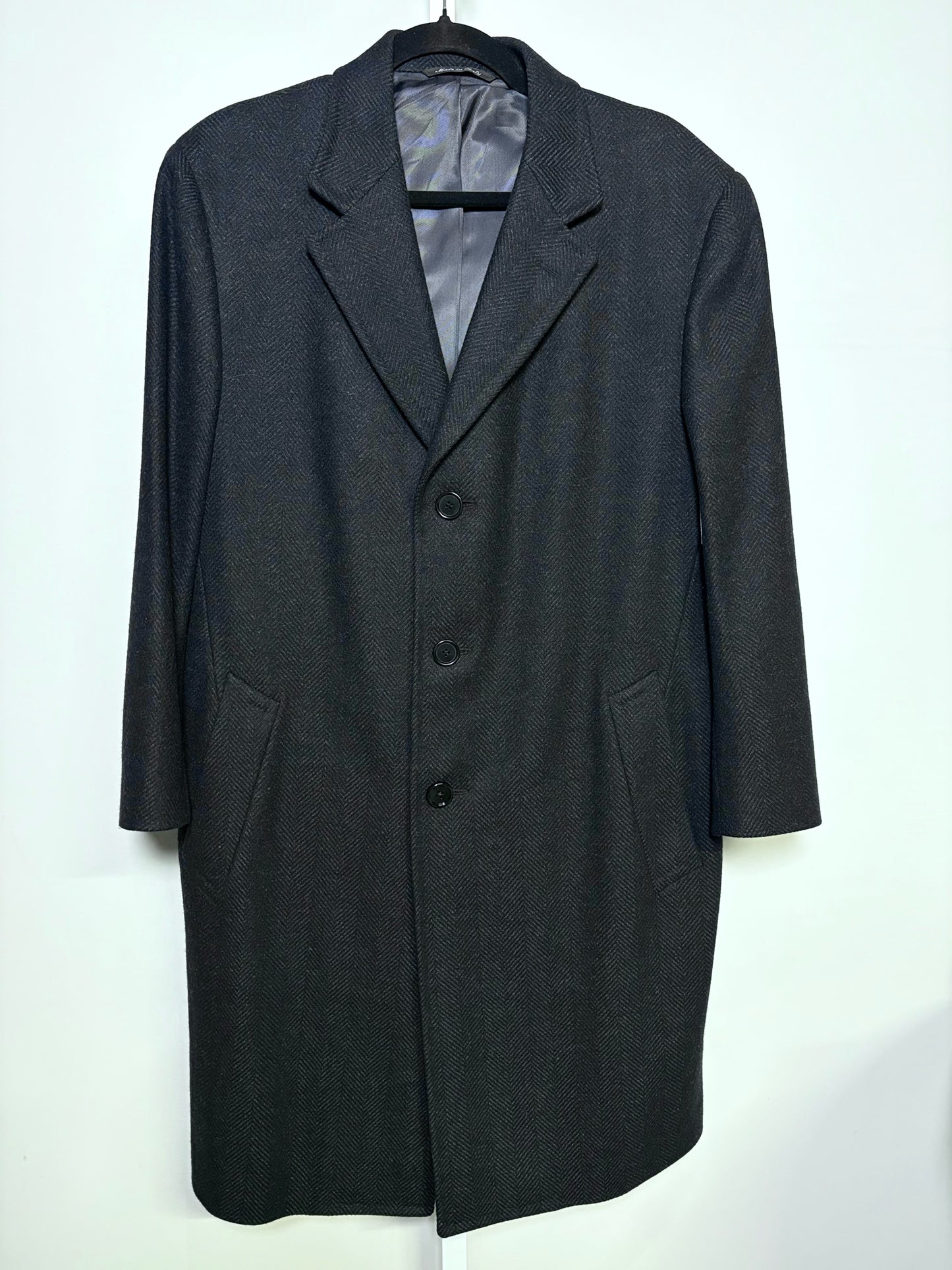 Canali Charcoal 90% Wool 10% Cashmere Chevron Men's Mens Size 50R Coat