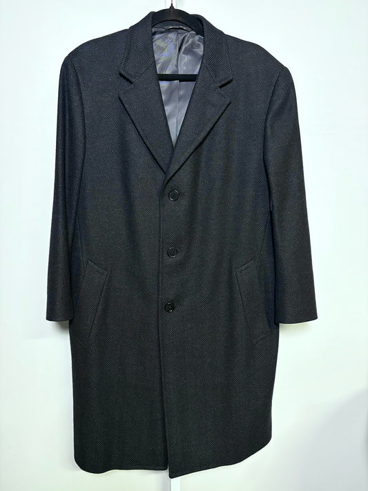 Canali Charcoal 90% Wool 10% Cashmere Chevron Men's Mens Size 50R Coat