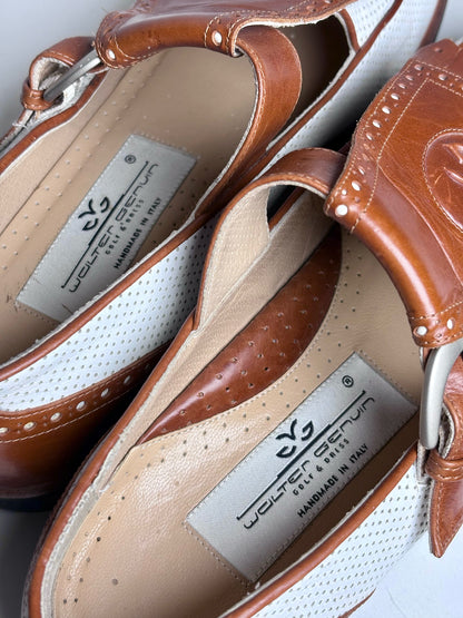 W Shoe Size 8 Walter Genuin Kiltie White, Caramel Leather Vintage Golf Shoes