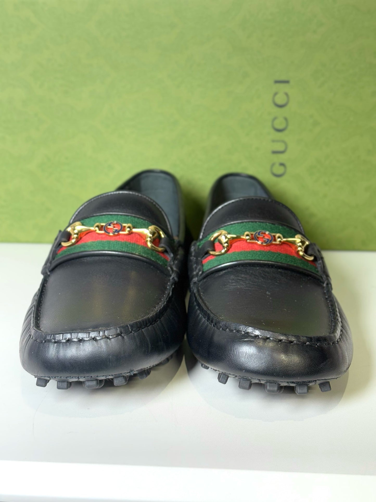 Gucci Black Leather Solid Mens Shoe Size 7.5 Men's Loafers