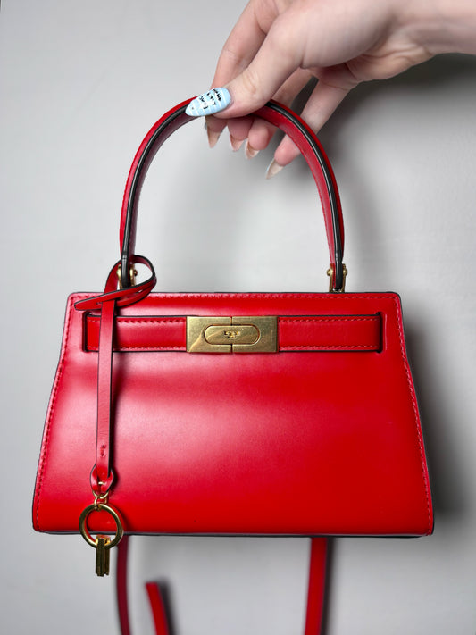 Women's Tory Burch Petite Lee Radziwill Brilliant Red Pre-owned NWT Tote