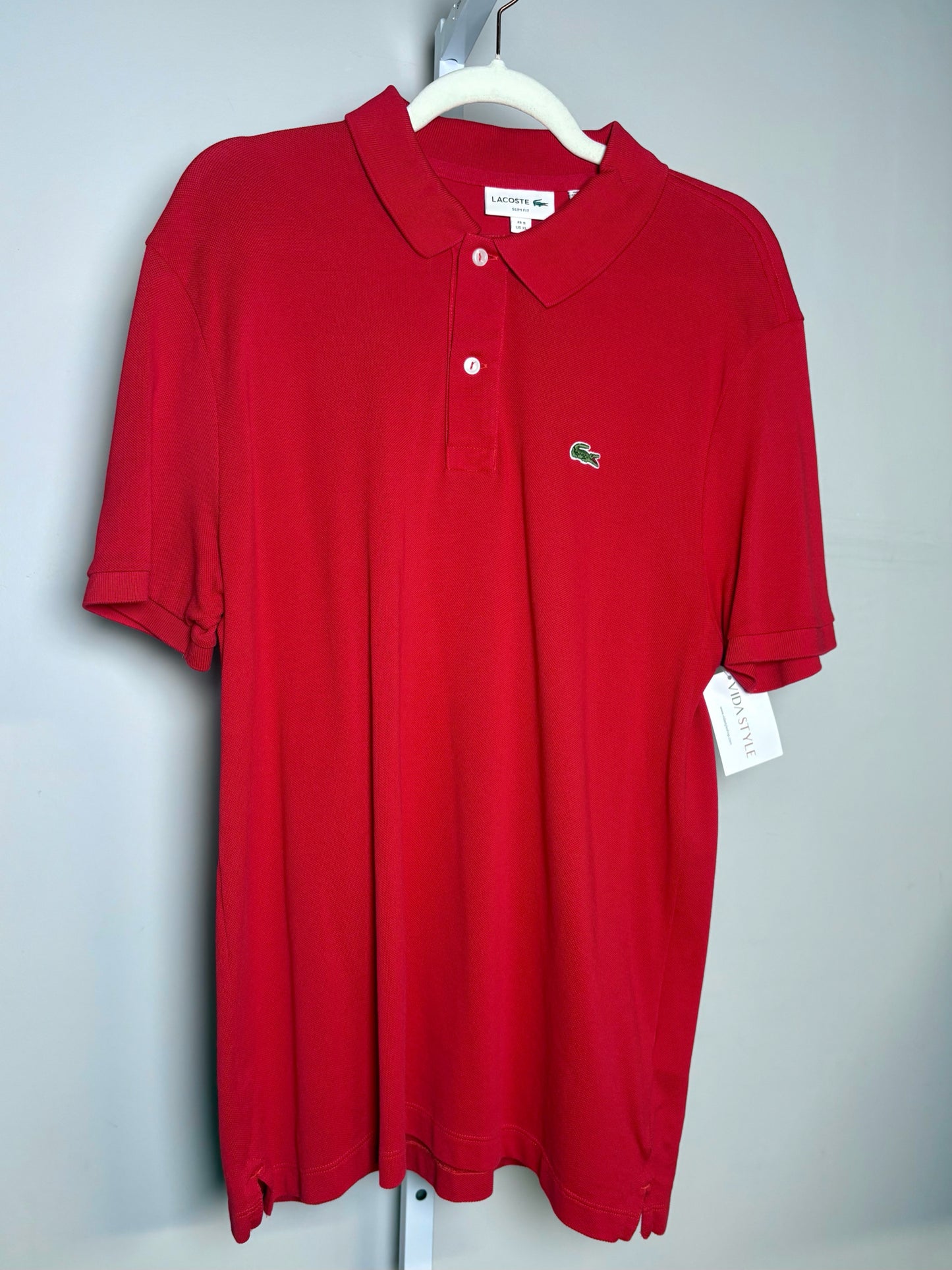 Mens Size XL Lacoste Red Cotton Solid Men's Shirt