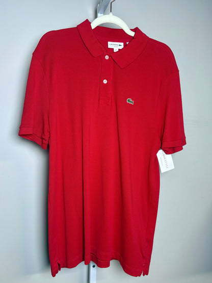 Mens Size XL Lacoste Red Cotton Solid Men's Shirt