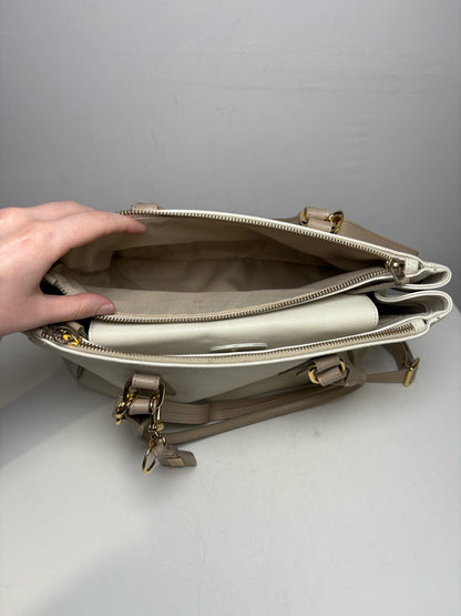Women's Misuri Firenze Bone Neutral Hand-Stitched Italian Leather Pre-Owned Satchel Bag