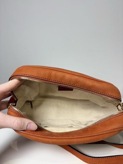 Gucci Solid Suede Leather Rust Orange Disco Purse