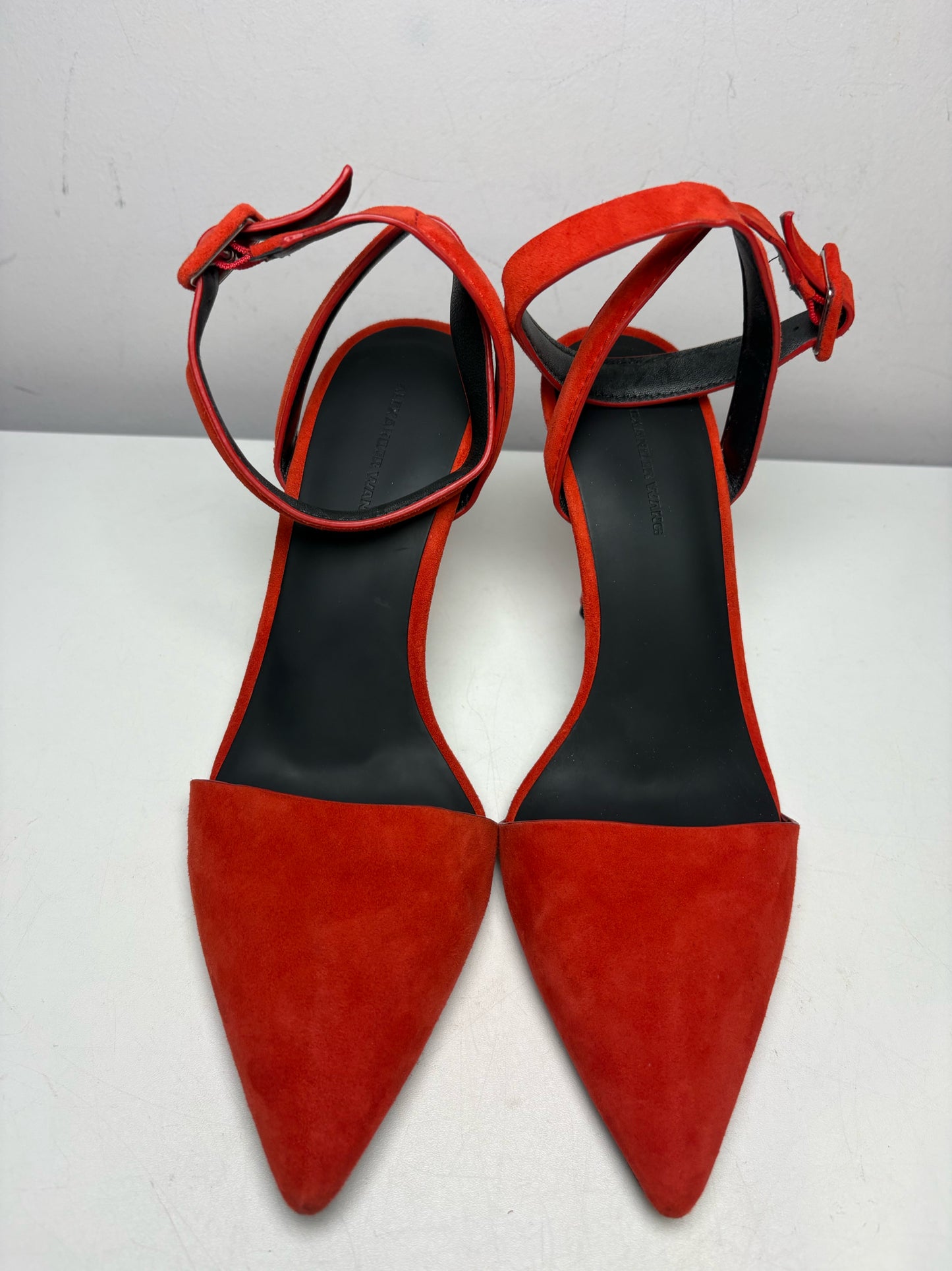 Women's Shoe Size 37.5 Alexander Wang Lovisa Red Suede Pre-Owned Pointed Toe Heels