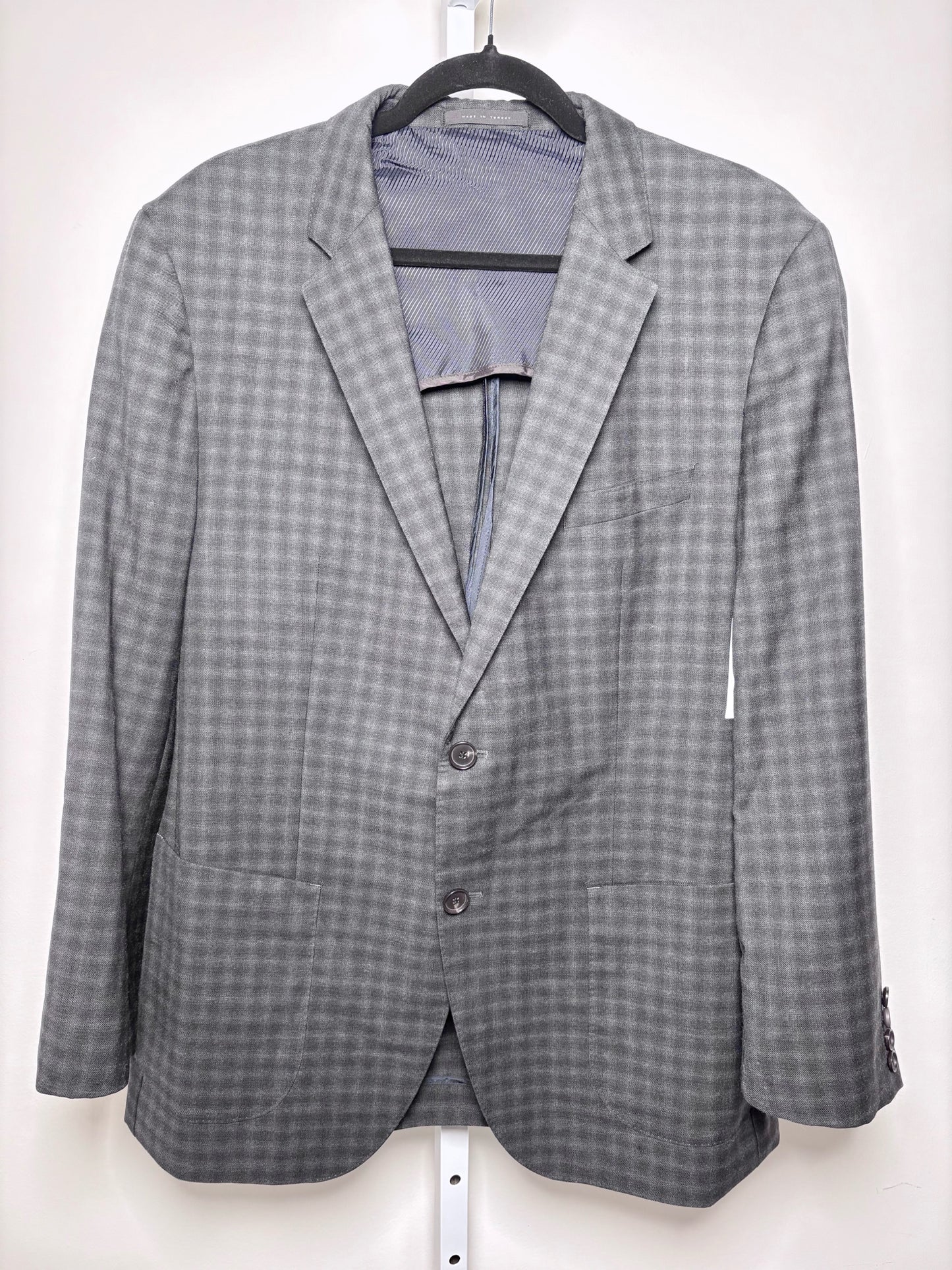 BOSS Hugo Boss Charcoal Wool Checkered Men's 44 Suit