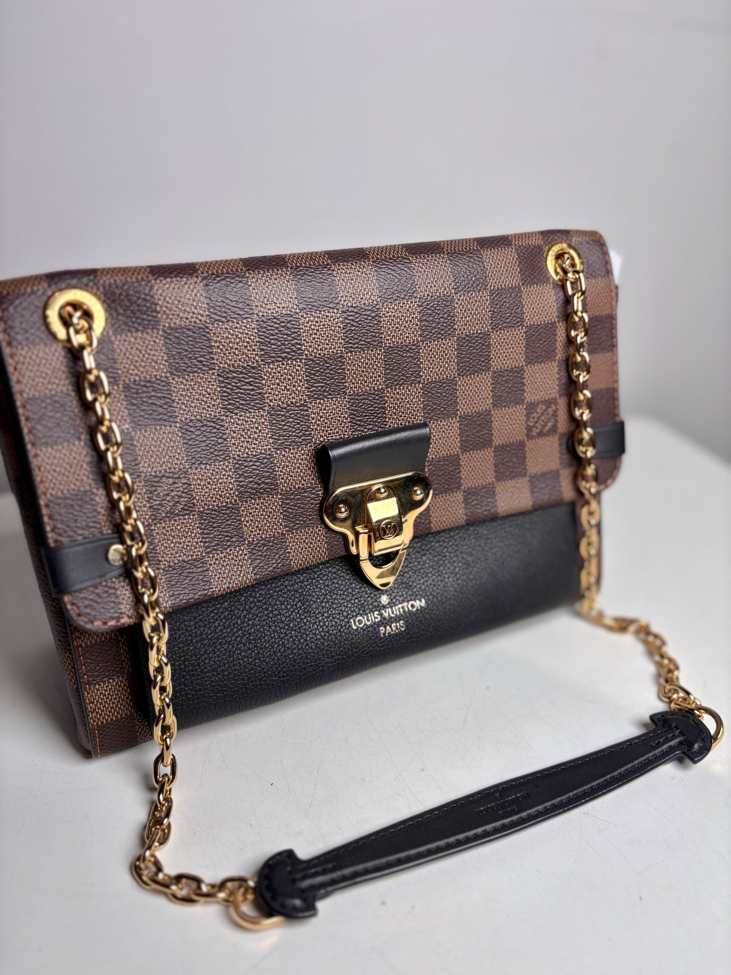 Coated Canvas Louis Vuitton Damier Ebene Brown Purse