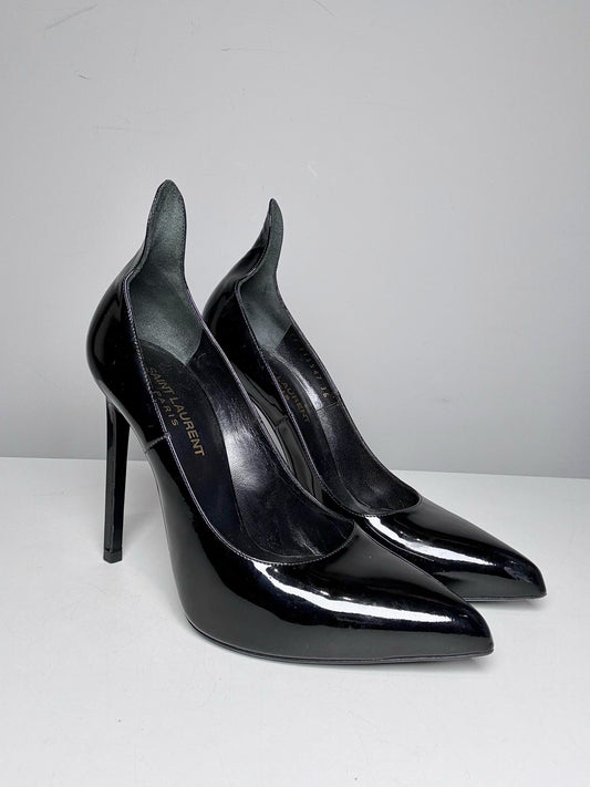 W Shoe Size 36 (6, US) Saint Laurent Thorn Black Leather Patent Pre-owned Heels