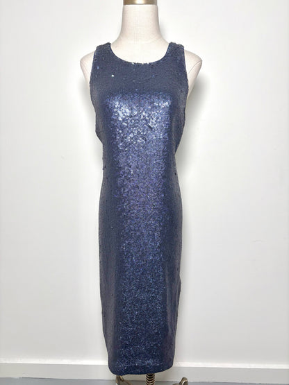 Women Size XL Halston Navy Sequins Viscose NWT Dress