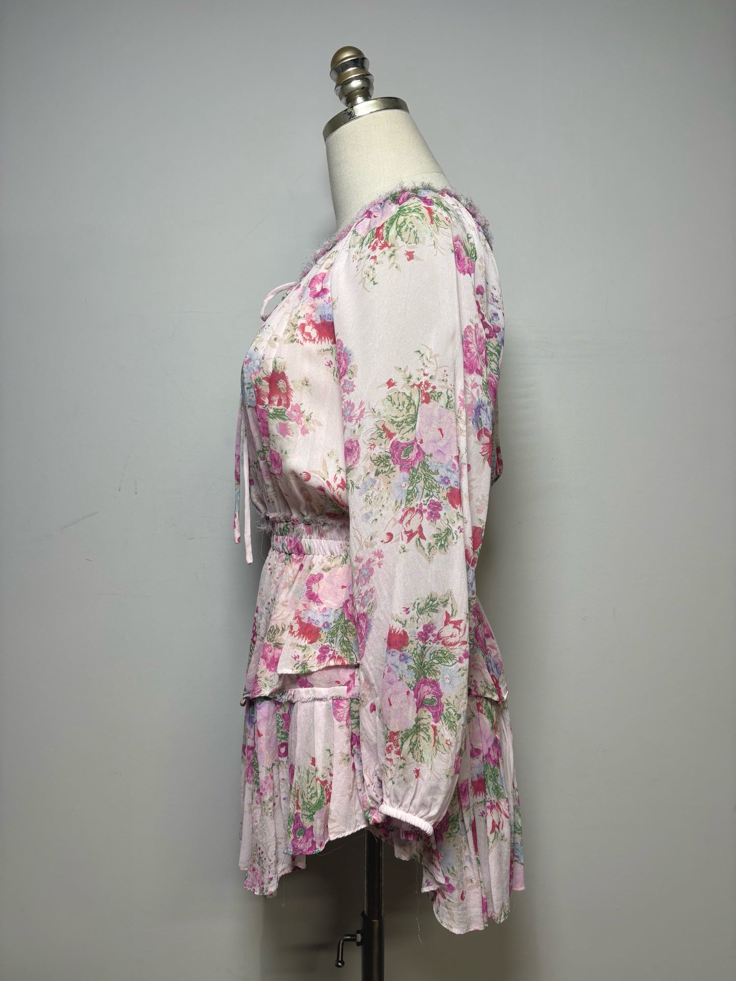 Women Size P LoveShackFancy Pink Floral Mini Dress Pre-owned