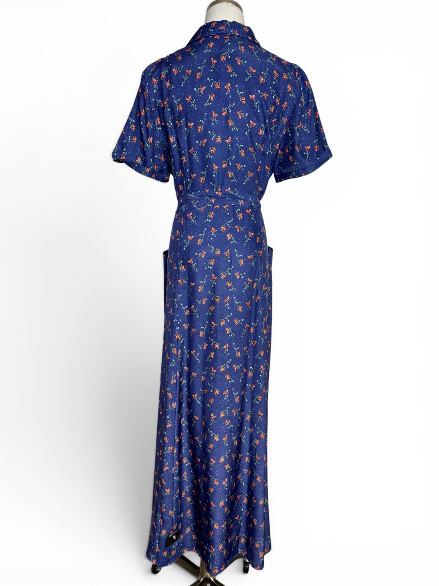Women Size 12 HVN Long Maria Blue Print Pure Silk Pre-owned, NWT Midi Dress