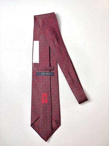 Gucci Burgundy Silk Logo Men's Tie