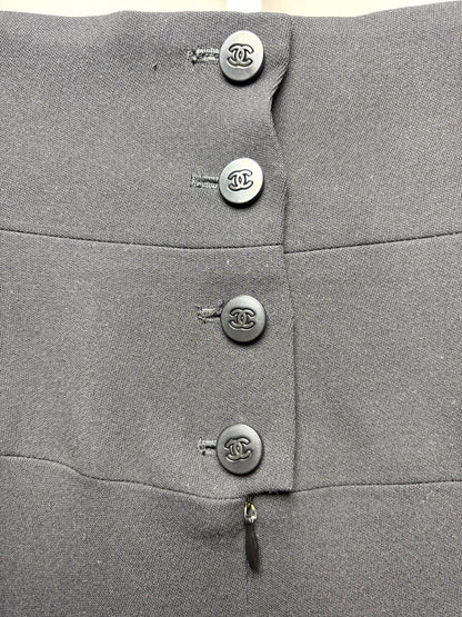Women Size 36 Chanel Boutique Black Solid Pure Wool Women's Pre-owned Pants