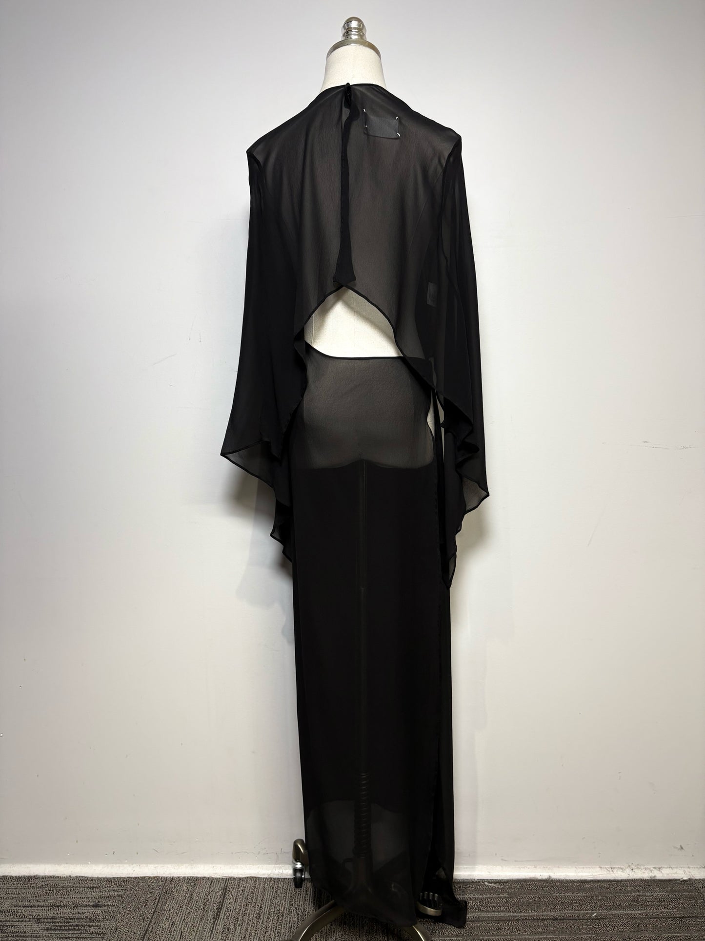 Women Size 40 Maison Margiela Black Sheer Pure Silk Vintage Pre-owned Dress