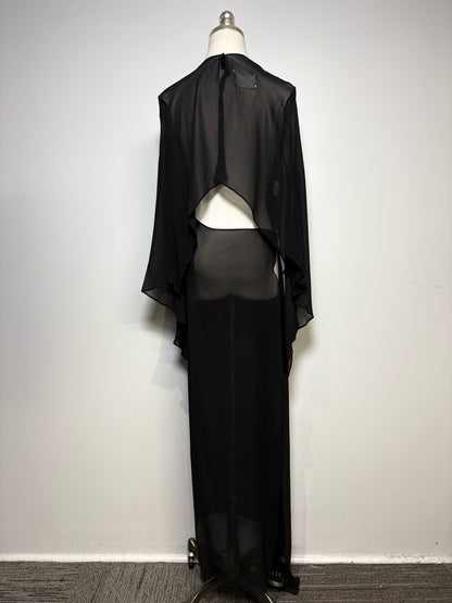 Women Size 40 Maison Margiela Black Sheer Pure Silk Vintage Pre-owned Dress