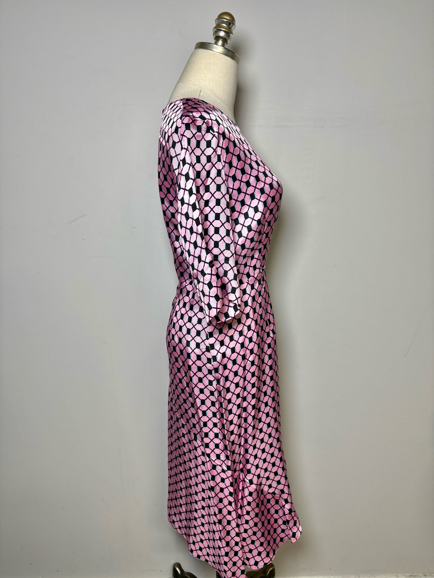 Women Size 8 (M) Marni Pink, Black Print Drop Waist Pre-owned Dress