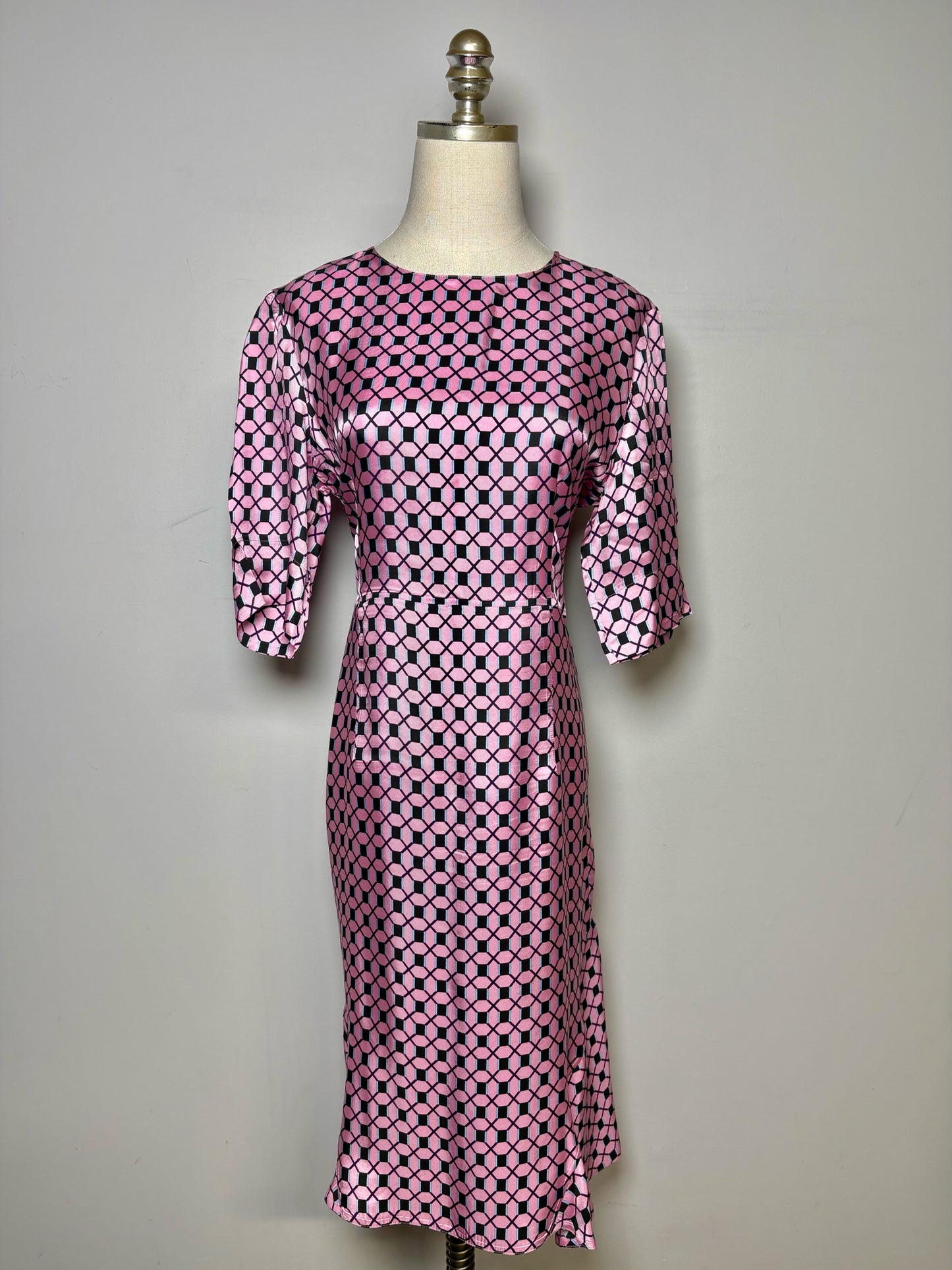 Women Size 8 (M) Marni Pink, Black Print Drop Waist Pre-owned Dress