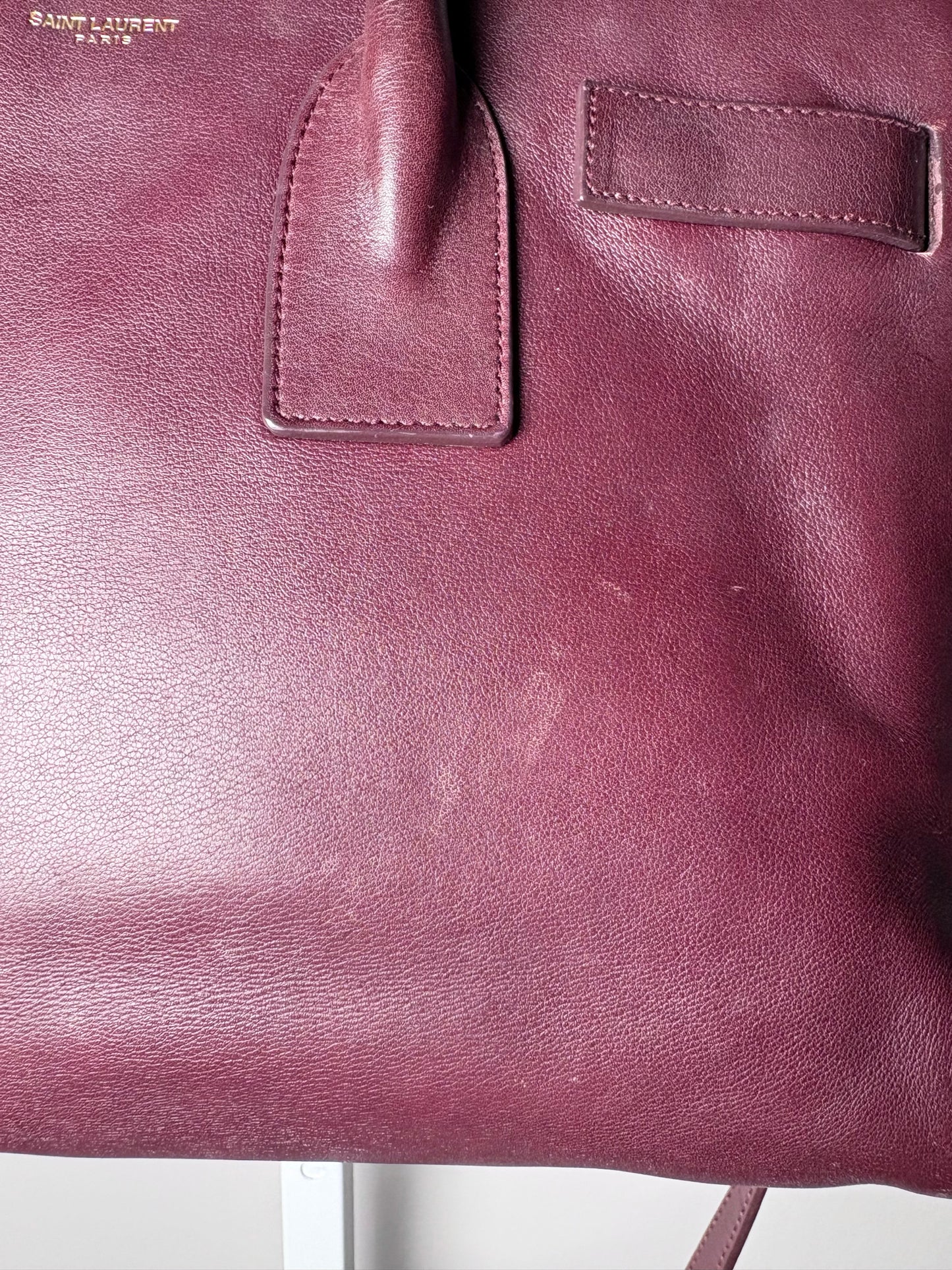 Saint Laurent Sac De Jour Burgundy Leather Iconic YSL Classic 2024 Pre-owned