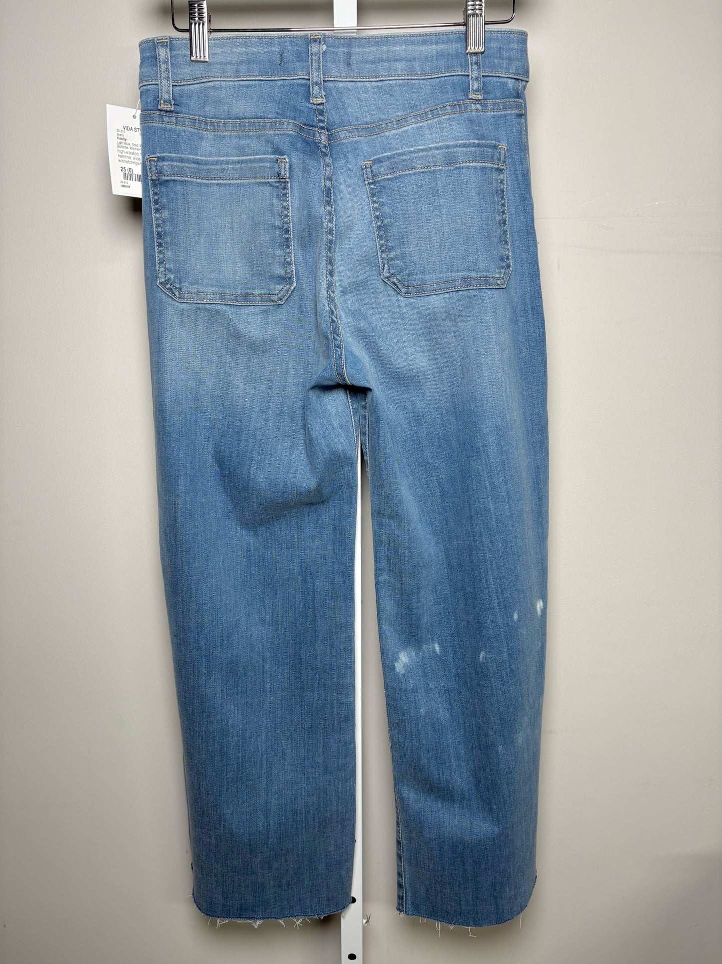 Women Size 25 (0) Fidelity Light Blue Wide Leg Frayed Jeans