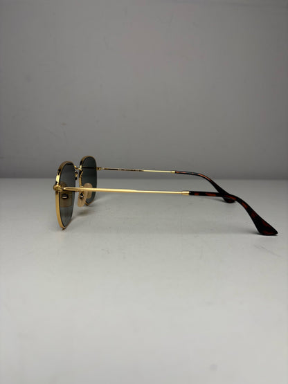 Ray-Ban RB3548N Hexagonal Flat Lens Arista Gold Polarized NWT Pre-Owned Sunglasses