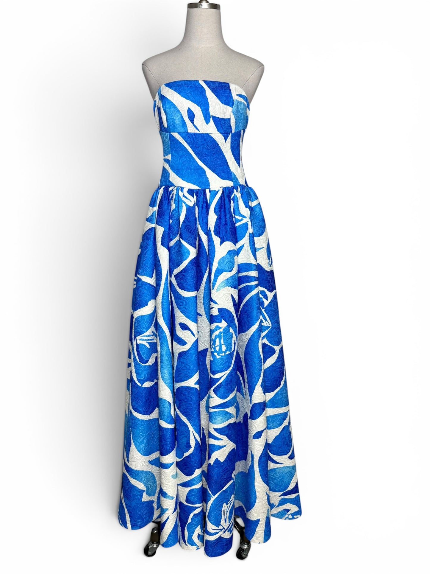 Women Size S Milly Annette Dream Rose Blue, White Ballgown NWT Pre-owned