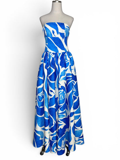 Women Size S Milly Annette Dream Rose Blue, White Ballgown NWT Pre-owned