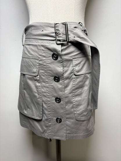 Women Size 8 Burberry Brit Taupe Pure Cotton Pre-Owned Mini Utility Skirt