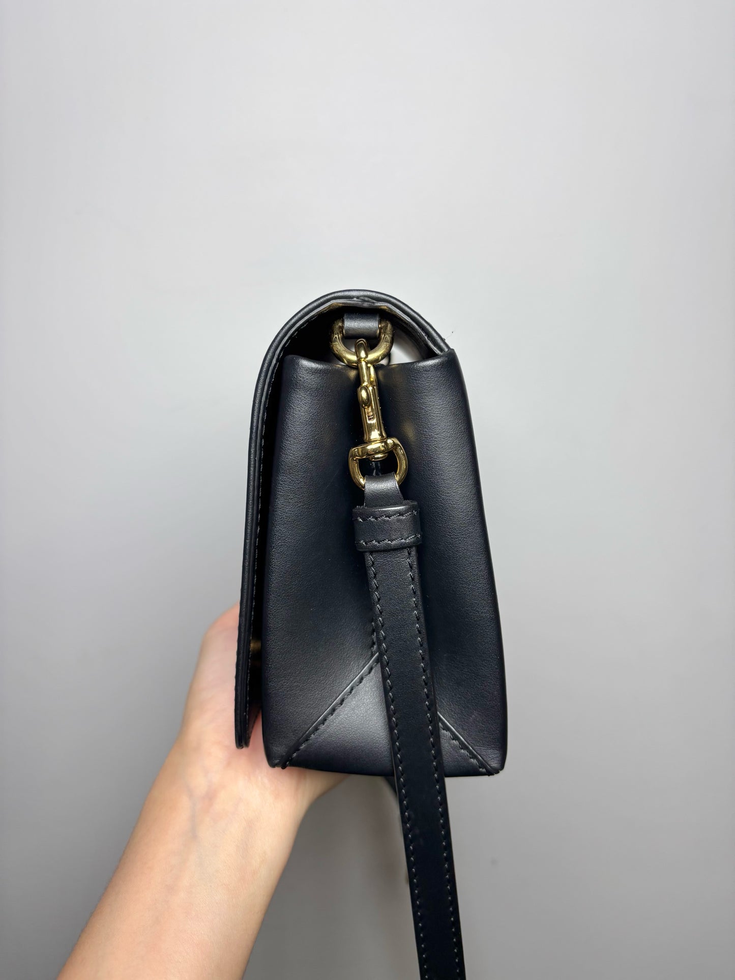 Moschino Solid Leather Black Crossbody Lettering Purse