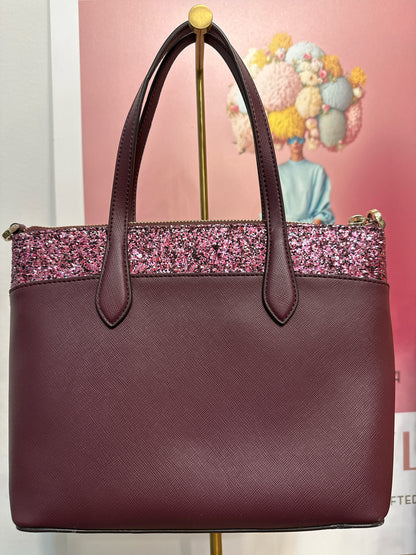 Kate Spade New York Solid w/Glitter Saffiano Leather Satchel Bag