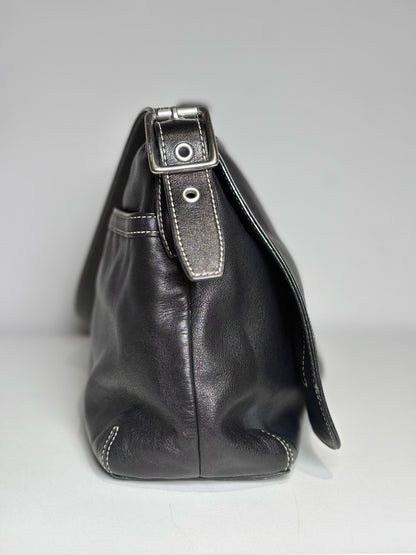 Women's Coach #9570 Hampton Legacy Black Flap Leather Pre-owned
