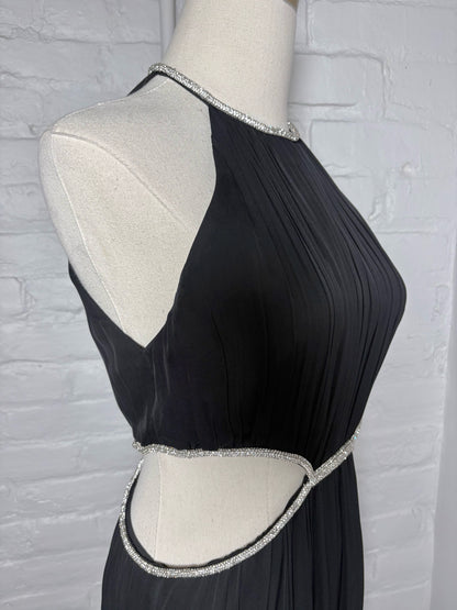 Women Size 4 Alice + Olivia Black Classic Halter Silhouette Maxi Dress