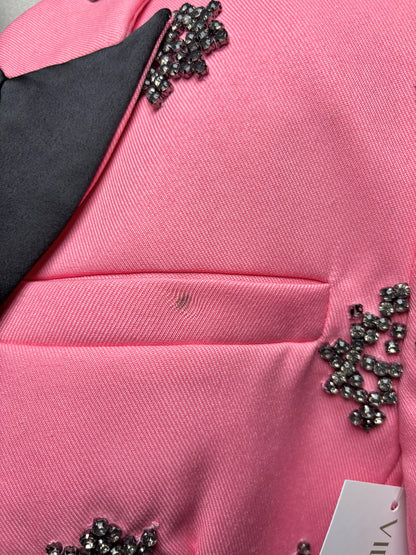 Women Size 4 L'Agence Pink Crystal Tuxedo Blazer