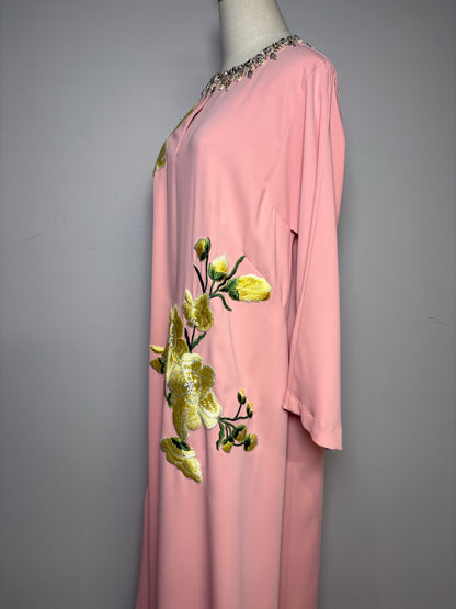 Women's Carolina Herrera Floral Crystal Embellished Pre-Owned Kaftan Dress